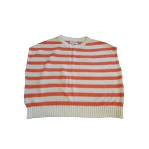 Loft Sweater Womens XL Salmon White Knit Oversized Sleeveless Capsule Minimalist